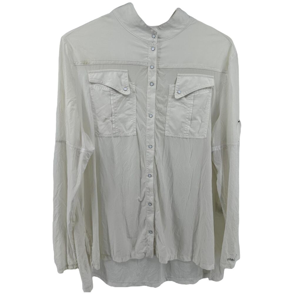 Jamie Sadock Sunsense Button Down Shirt Pockets Long Sleeve White Medium